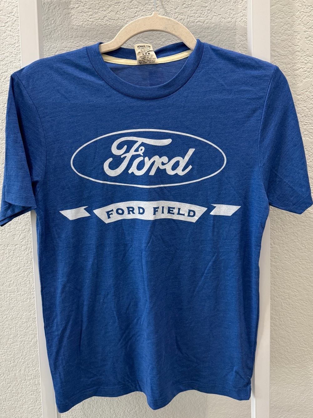 HOMAGE Ford Field Blue Graphic T-Shirt Made in USA Tri-Blend